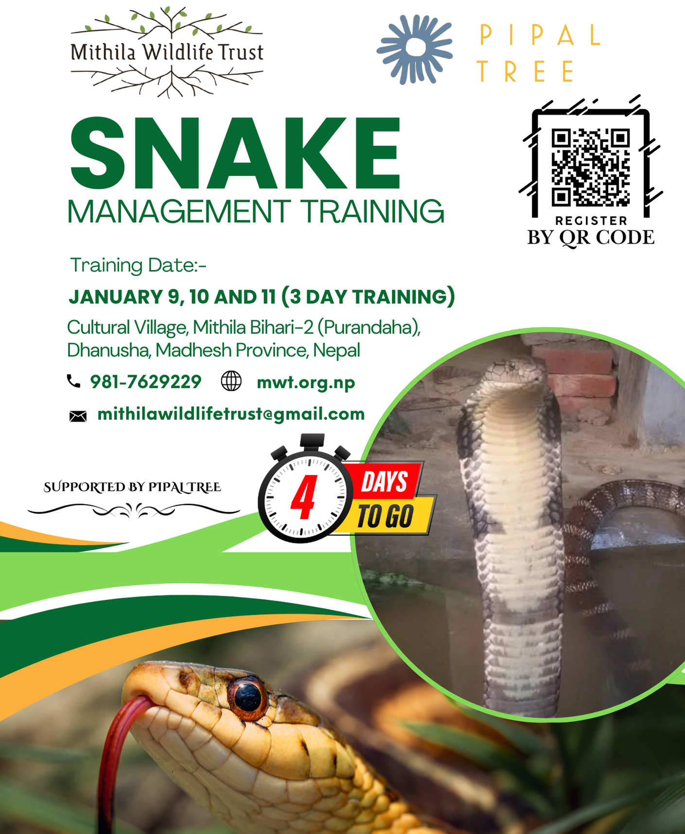 Snake Management Training Get ready! Only 4 days to go